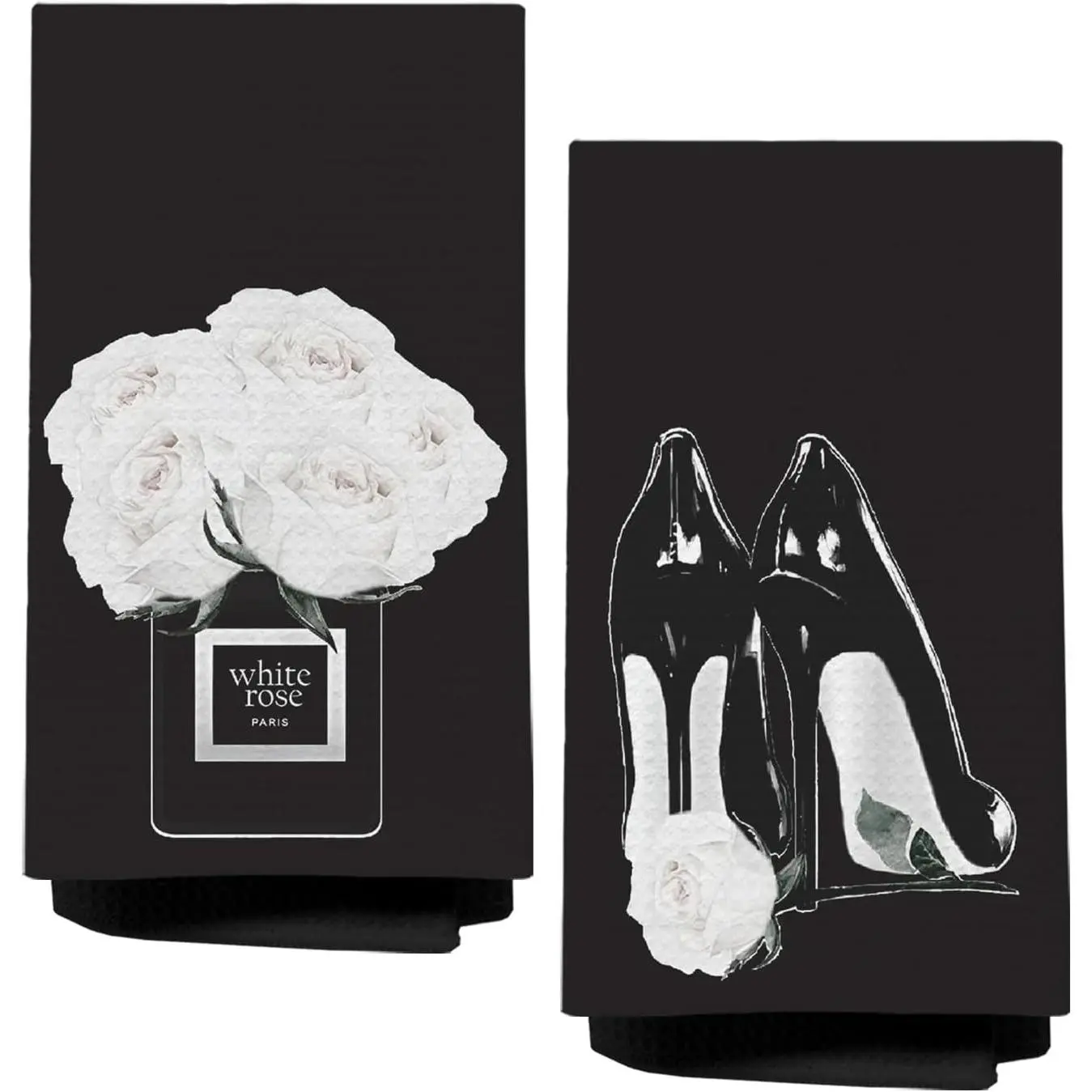 Synthetic Fiber 16x24 in Preppy Girly Decorative Hand Towels (2-Piece Set) - Kitchen/Bath Use, Perfume High-Heel Design, Durable, Machine Washable, Generous Size, Valentine’s Day Holidays Home Bathroom Supplies