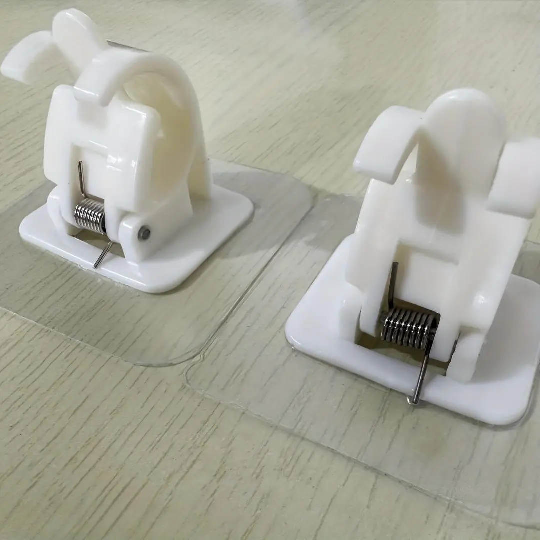 2 Heavy Duty Self Adhesive Wall Hooks | No Drill Adjustable Curtain Rod Brackets And Pipe Clamps | Multi-Purpose ABS Plastic Mounting Bracket for Home And Industrial Use | Damage-Free Installation And Repositioning Design for Wall Hanging Items