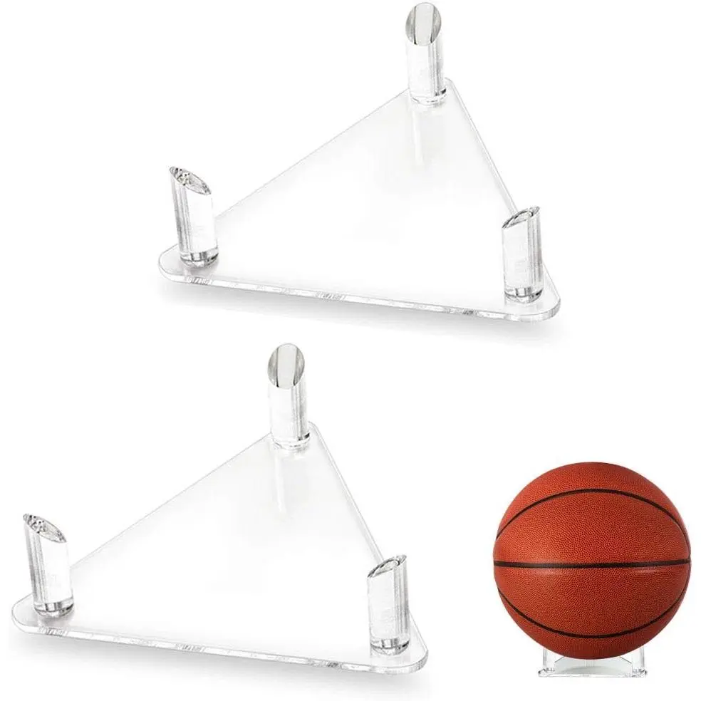 Ball Holder, Clear  Ball Storage Display Stand 2 Pack | Small Basketball Holder, Space Saving Ball Stand Display Storage Rack for Basketball Football Soccer Volleyball Rugby Balls