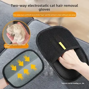 Pet Hair Remover Glove, Double Sided Deshedding Brush, Self Cleaning Grooming Mitt for Cats & Dogs, Static Hair Removal Comb, Reusable Lint Roller for Pet Fur