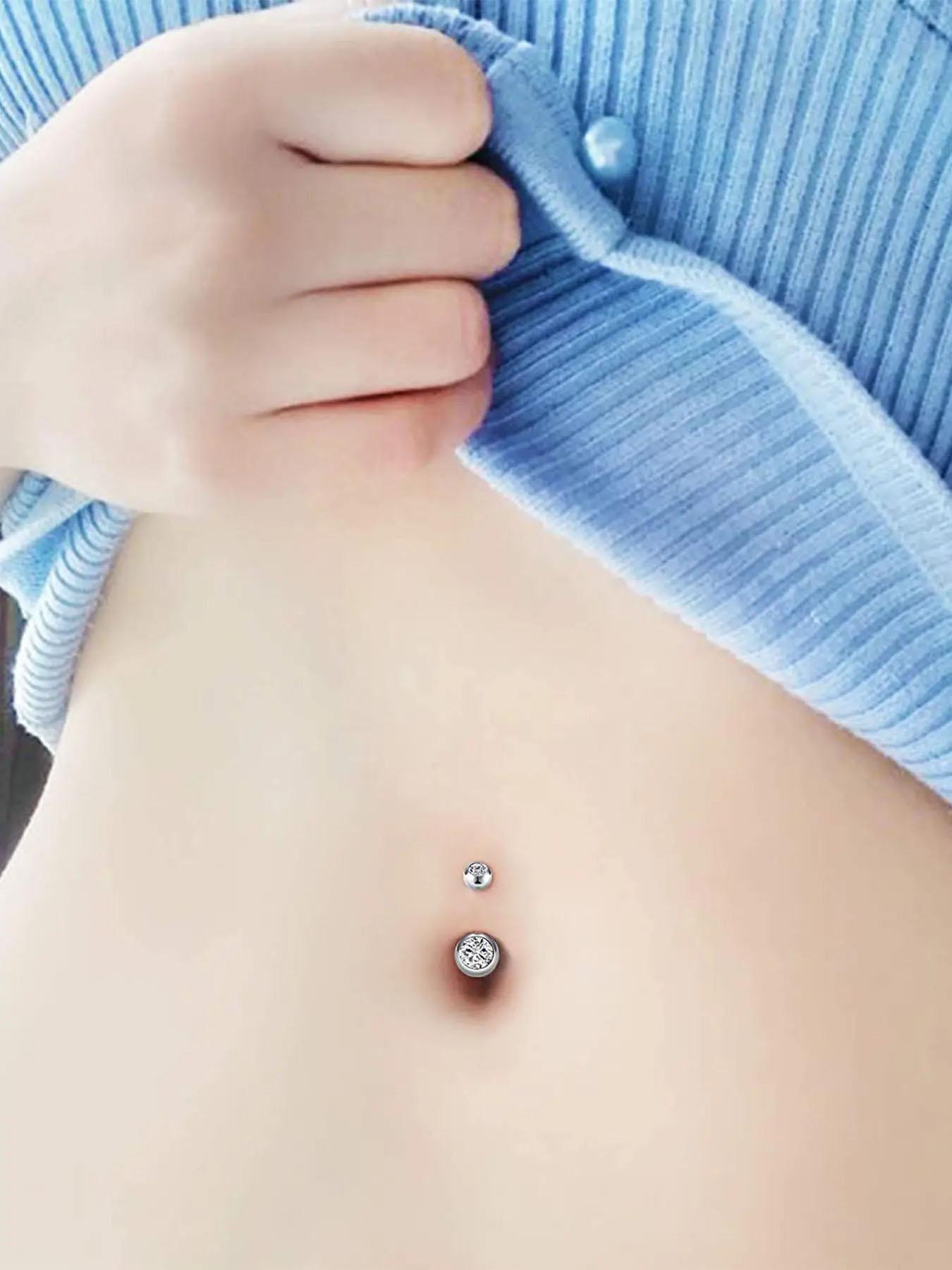 10pcs/set Elegant Rhinestone Heart Decor Belly Button Ring, Trendy Women Belly Piercing Body Jewelry, Classic Fashion Accessories for Daily Wear, Valentine's Day Gift, Body Piercings Set