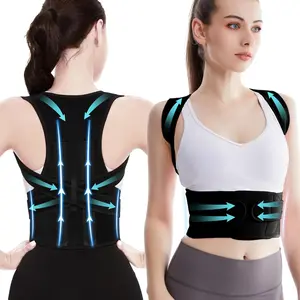 Unisex Adjustable Black And Gray Invisible Back Support Strap - a Polyester Posture Corrector with Shoulder Straps And Lumbar Support | Comfortable And Breathable Design, Suitable for Daily Wear, Improves Posture And Supports The Upper Back