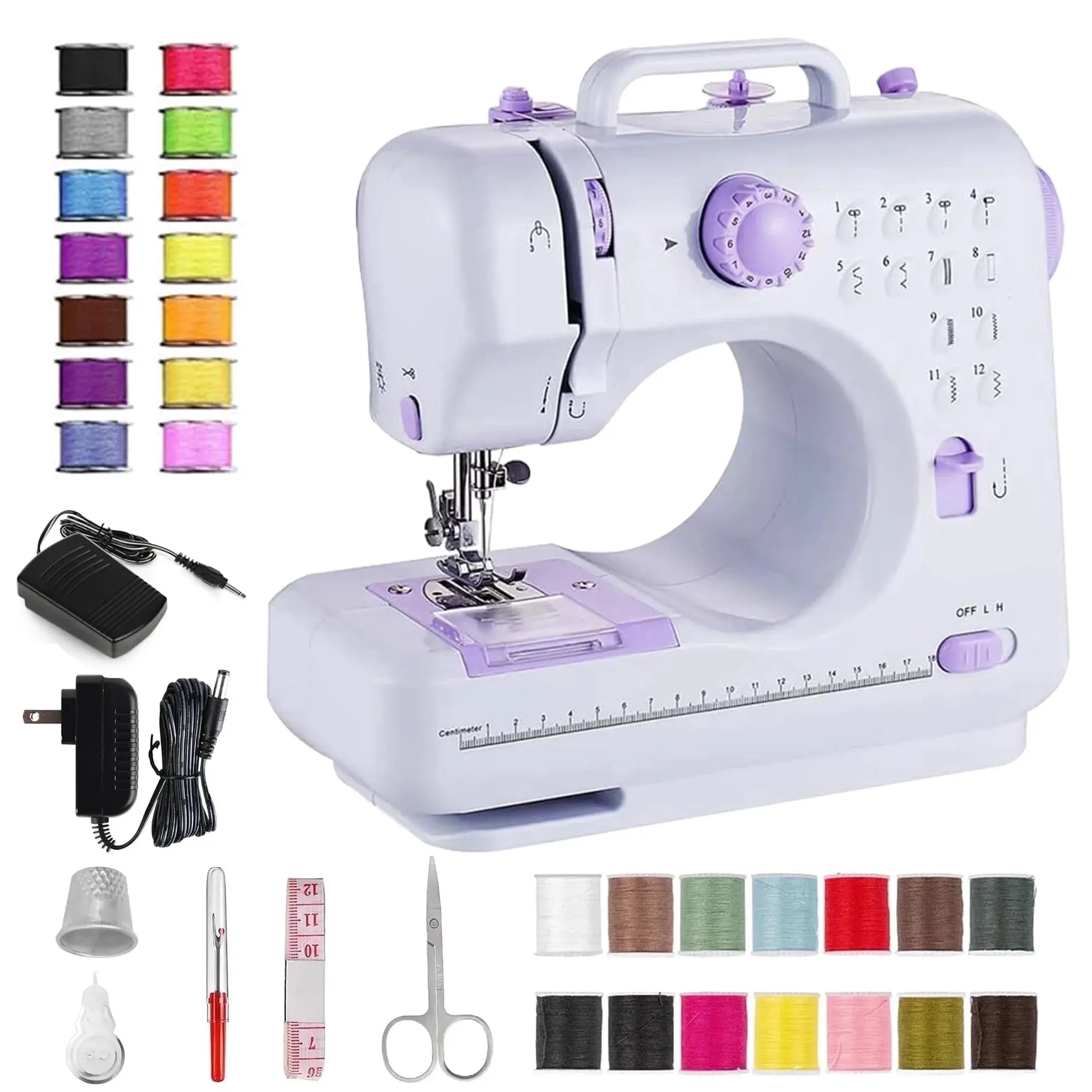Portable Multi Functional Sewing Machine for Beginners, Compact Home Sewing Tool with 12 Built-in Stitches, Easy to Use Small Sewing Machine for DIY Craft & Household Mending