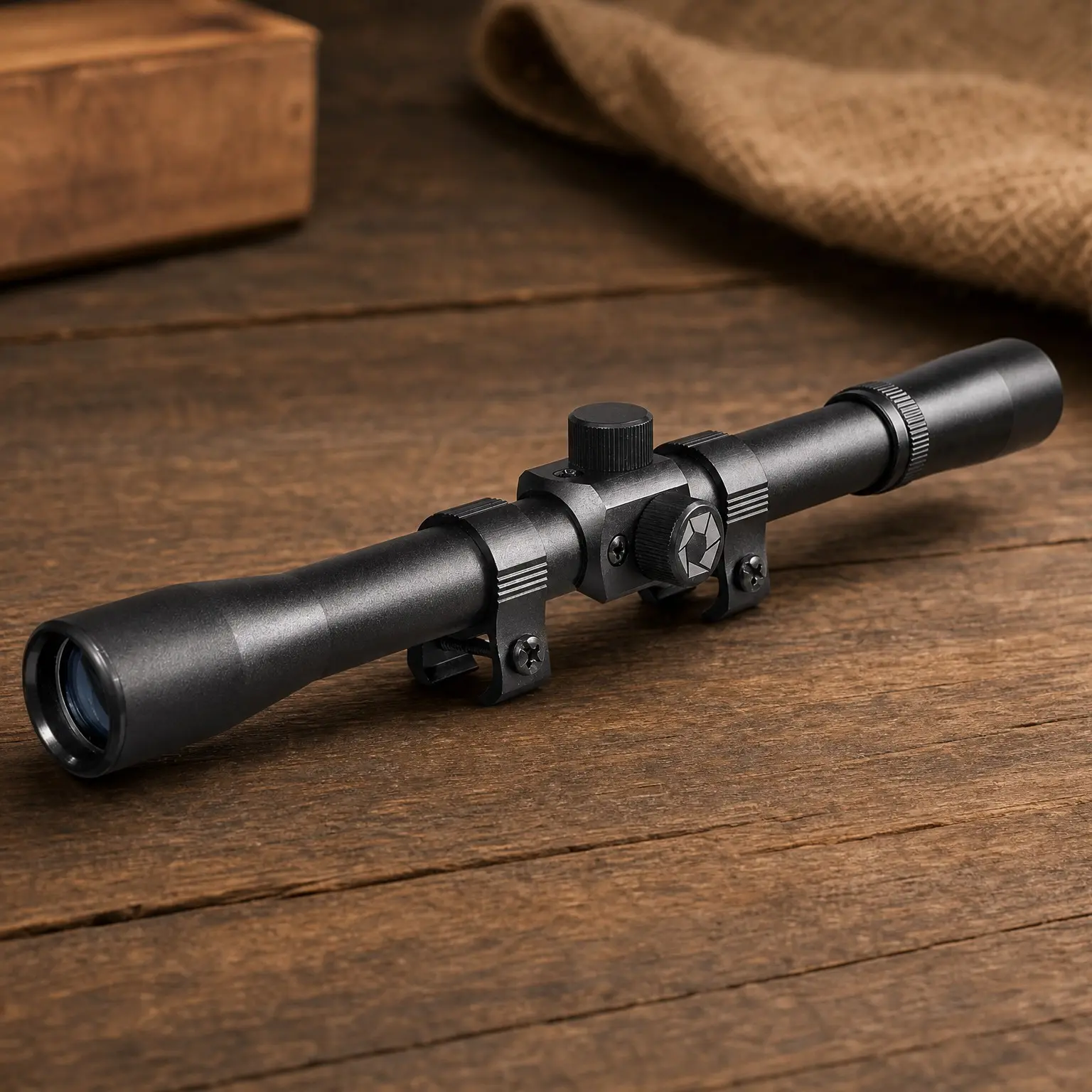 4X Rimfire Rifle Scope with 30/30 Reticle, Parallax Free at 50 Yards, Coated Optics, 1/4 MOA Windage & Elevation, Includes 3/8" Rings, Matte Black for .22 Small Bore RiflesGift