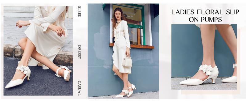 Coutgo Women's Low Kitten Heels Dressy Shoes Comfortable Closed Toe Flower Slip On Formal Party Dance Heeled Pumps Classy Fashion Decor Footwear Coutgo Women's Low Kitten Heels Dressy Shoes Comfortable Closed Toe Flower Slip On Formal Party Dance Heeled Pumps Classy Fashion Decor Footwear