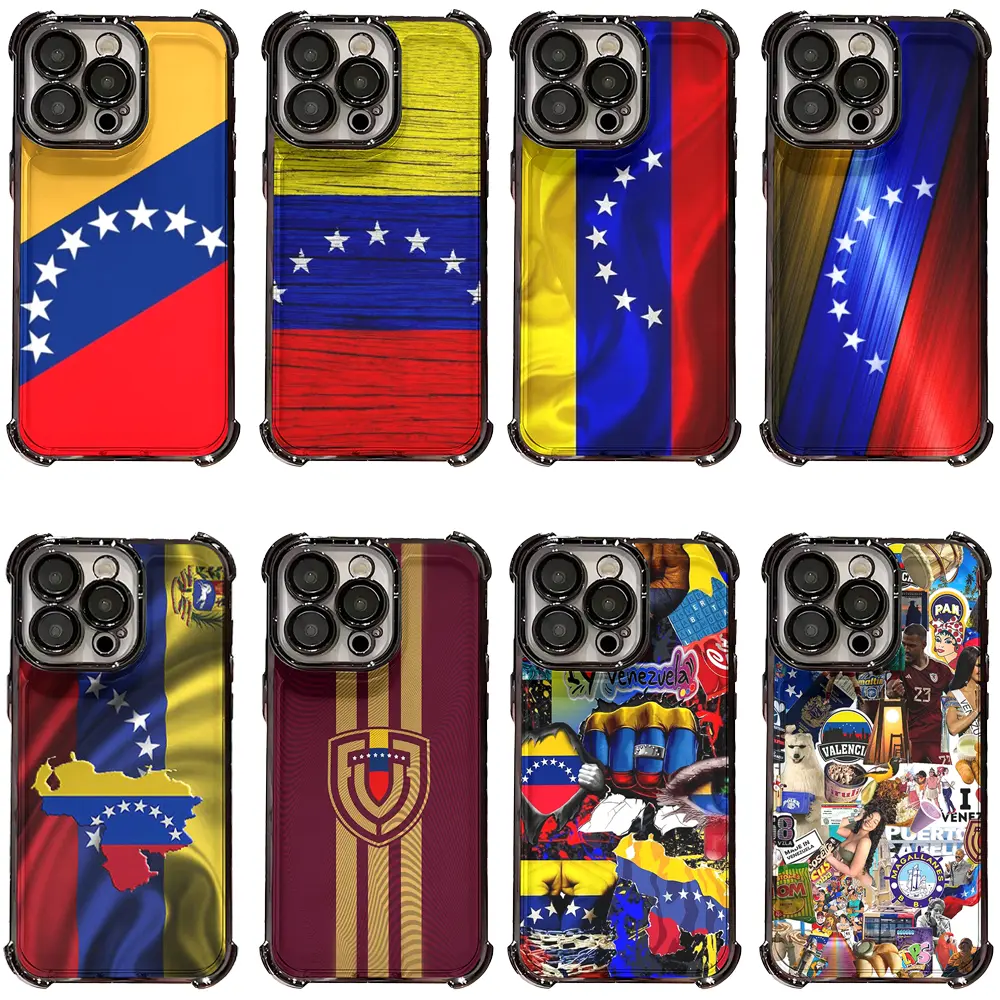 Venezuelan National Flag Country Map Cultural Landscape Folk Element Collage Montage Phone Case with Full Lens Protection for iPhone 17/16/15/14/13/12/11 Pro Max/Pro/Plus & Samsung S23/S24/S25/S26 Ultra/Plus,Durable Anti-Drop Case for South America Travel