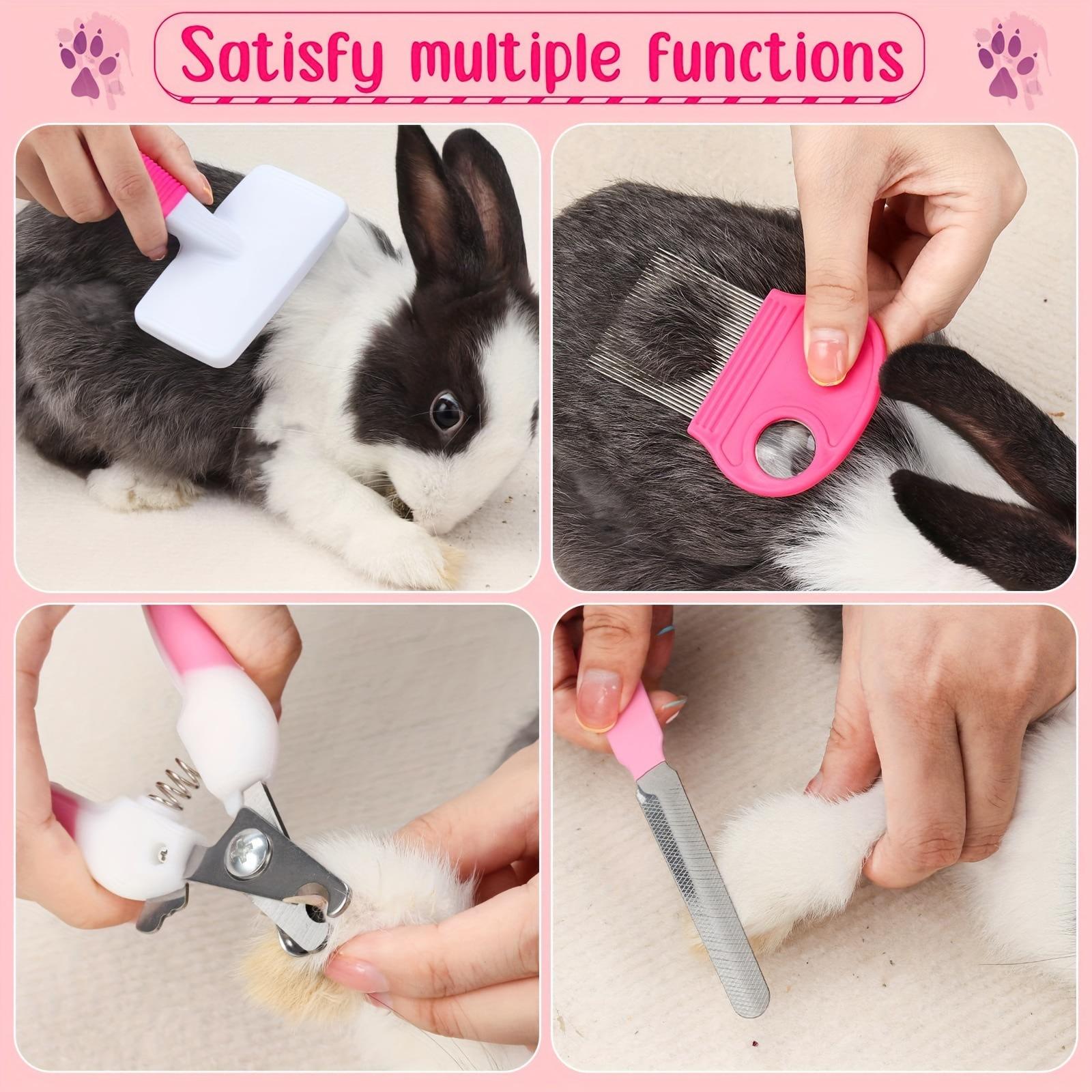 8Pcs Pet Grooming Kit for Rabbits Cats Dogs Nail Clipper Flea Comb Bath Brush Gloves Cleaning Comb Grooming Supplies for Various Animals