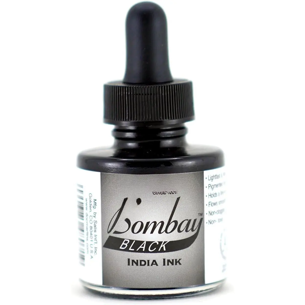 Bombay India Ink (7BY) Ink Bottle, 1.0 oz, Black, 1 Bottle