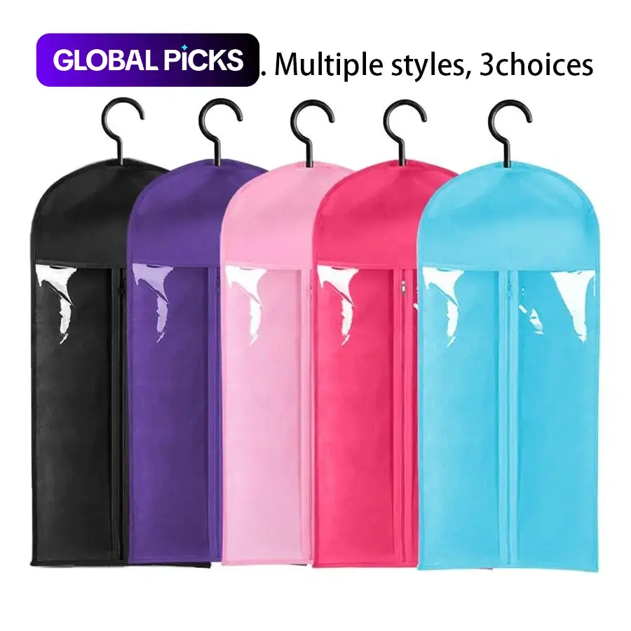 3/5-Piece Wig Storage Bags with Hooks and Zipper, Transparent Dustproof Wig and Hair Extension Hanger Bags, Salon and Home Wig Storage Accessories, Protective Dustproof Design Covers
