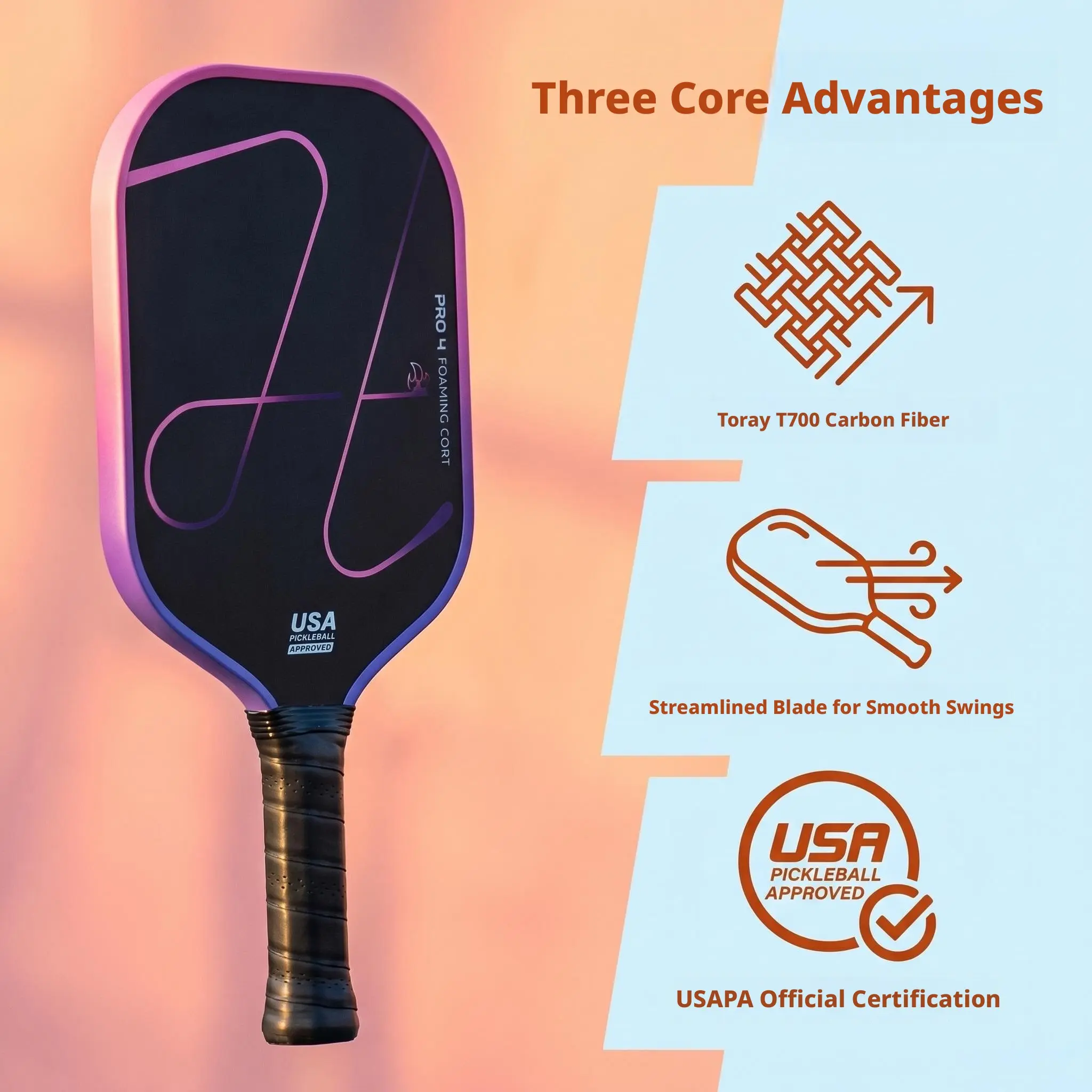 Professional Pickleball Paddle, Outdoor Sports Training Paddle, Hot Pressed One-Piece Formation, Epp Core, Toray Carbon Fiber 700