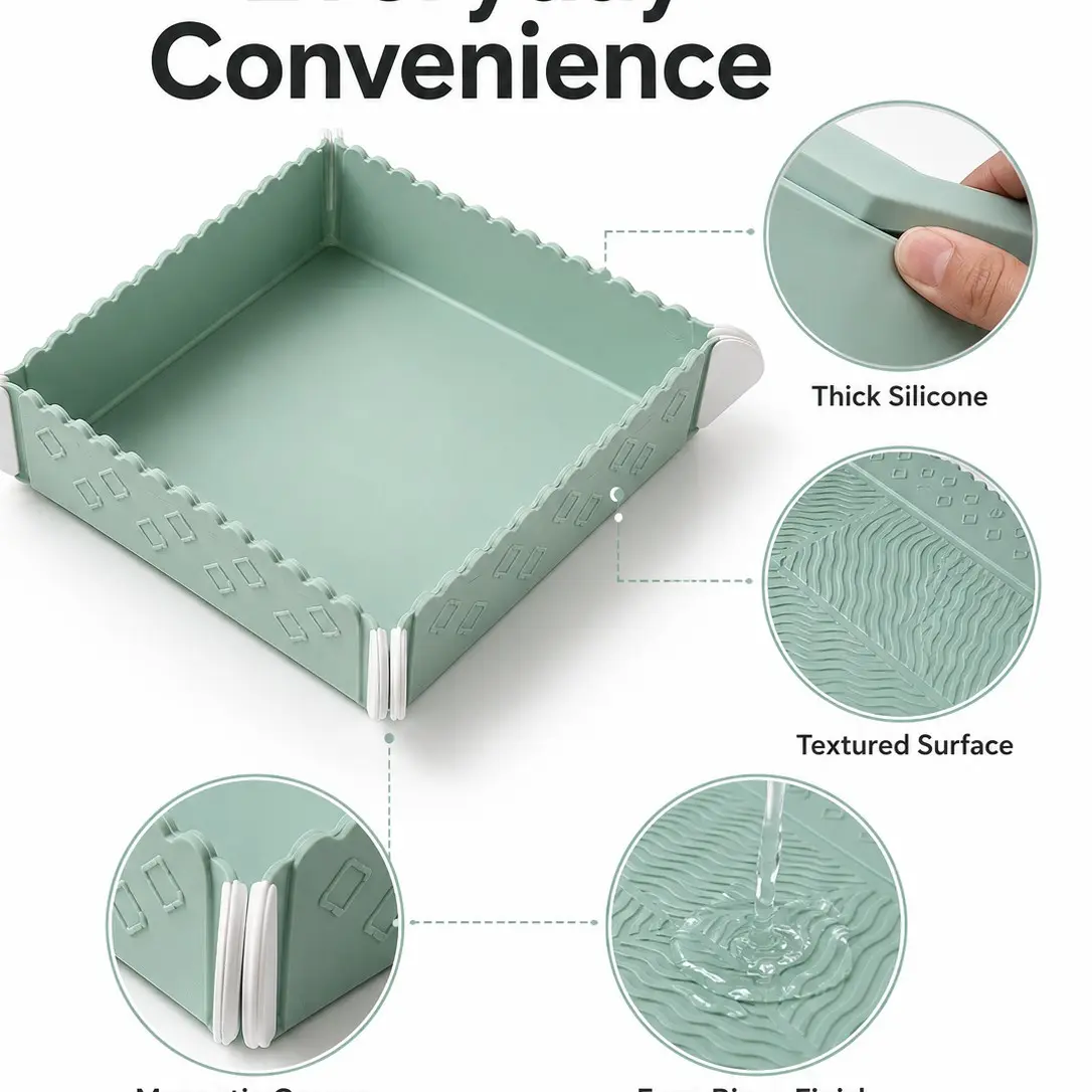 Foldable Silicone Heat Insulating Pad, Thickened Table Mat, Anti-Scald High-Temperature Resistant, Elegant Plate Bowl Protector