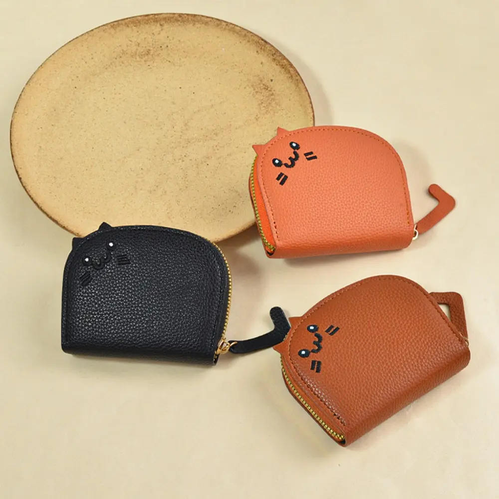 Card Holder Wallet for Women, Kawaii Cat-Shaped Design, Slim Multi-Slot Coin Purse for Campus Daily Use, Cutecore