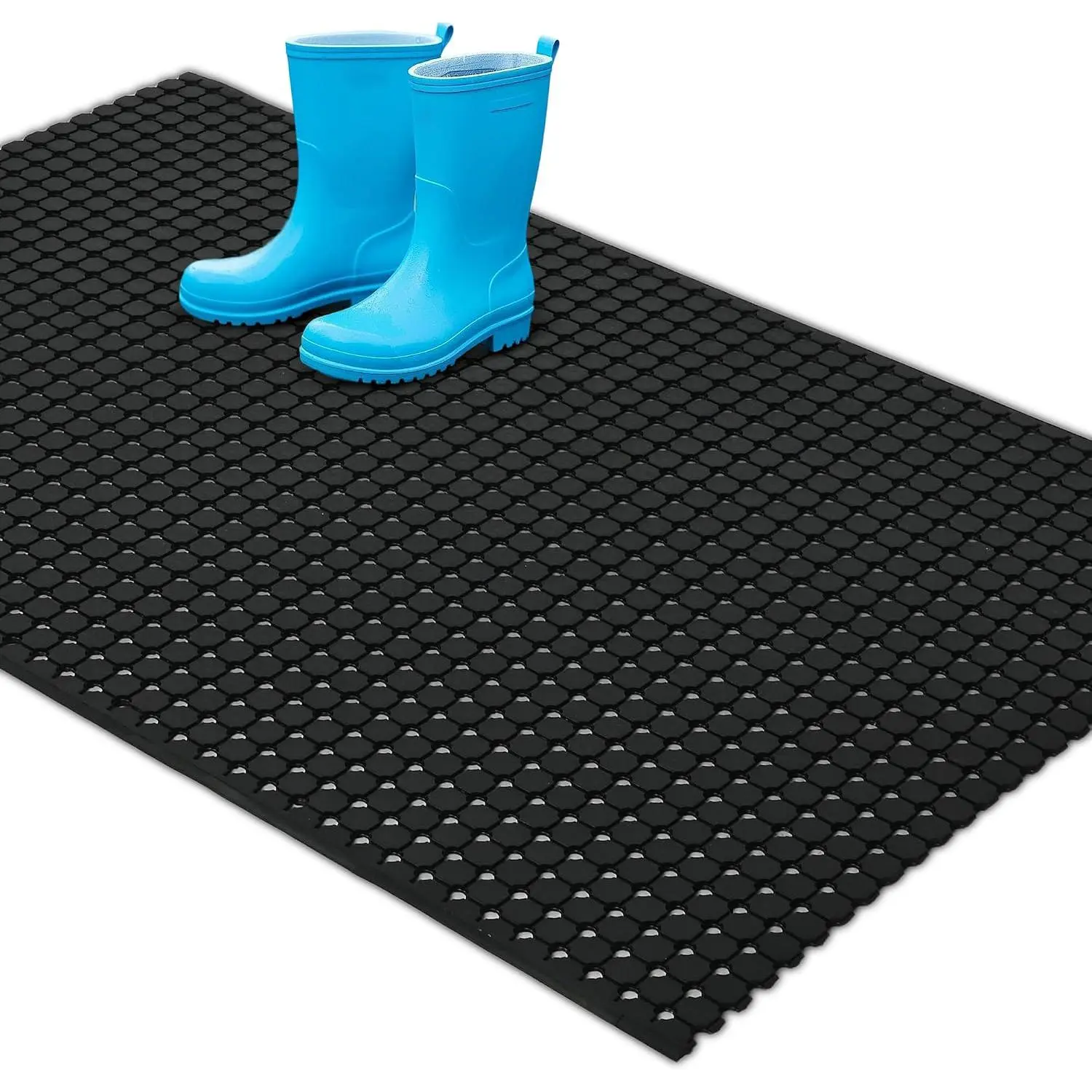 Commercial Rubber Floor Mat, 3 x 5 Anti  Non-Slip Drainage Mat for Entrance, Restaurant, Industrial Pool, Bar, Garden, Wet Areas, Black