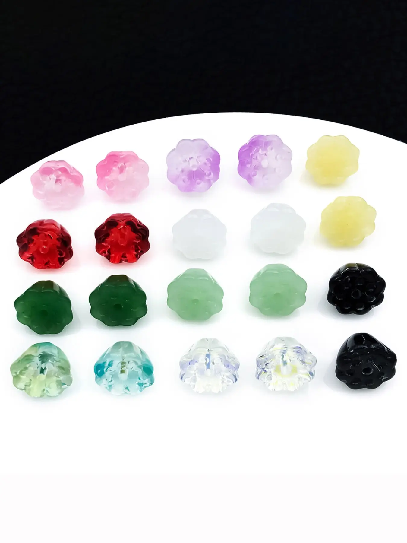20pcs Transparent Glass Straight Through Lotus Seed Pendants Charms For Women's Necklace Bracelet DIY Jewelry Making Accessories