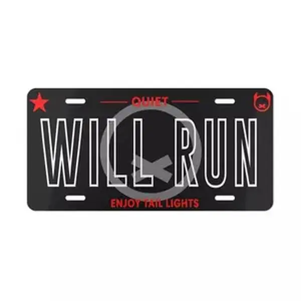 WILL RUN Aluminum License Plate, Front License Plate Cover | 6 × 12 Inches, Durable for Long-term Use, Auto Decor Novelty Vanity Tag with 4 Pre-Drilled Holes, Perfect Gift for Men & Women