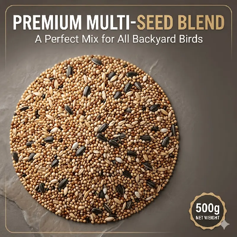 500G Attractive Wild Bird Mixed Food.This Bird-Luring Formula Is Rich in Various Natural Oil Seeds, Suitable for All-Day Garden Bird Feeding.Its High Protein Content Meets The Health Needs of Birds During The Breeding Season