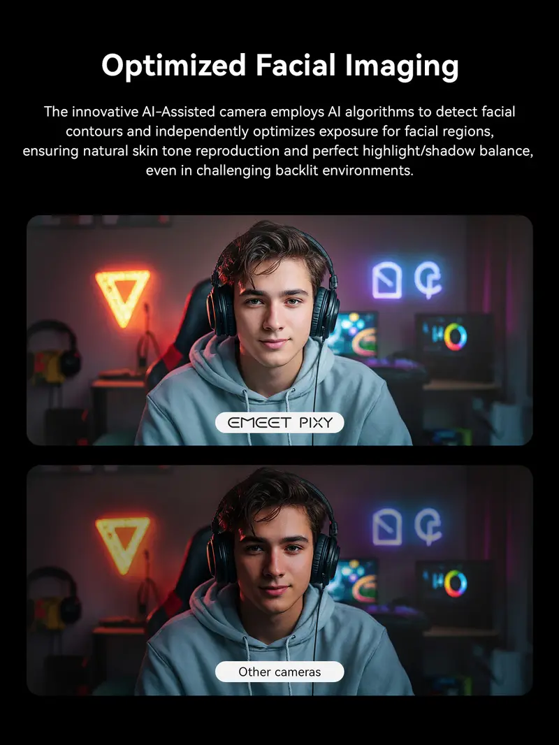 EMEET PIXY Wired 4K AI PTZ Webcam - AI-Powered, 0.2s PDAF Autofocus, 1/2.55'' Sensor, 3 Mics, Privacy Mode, Gesture Control, Audio-Enabled for Streaming/Vlogging, PC Accessories, Switch Gaming/OBS Use