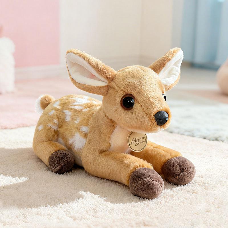 25cm Lying Kawaii Sika Deer Plush Toy Dolls Imitation Soft Cartoon Deer Stuffed Dolls Christmas Home Decor Plush Pillow
