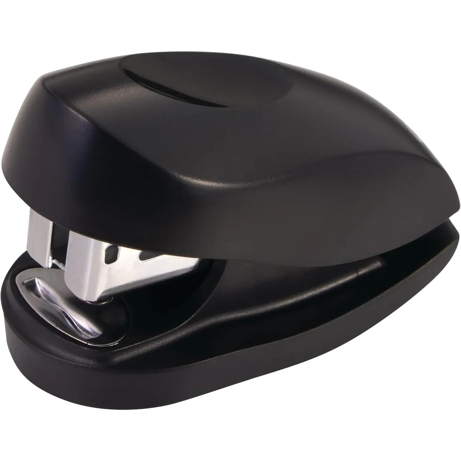 Curved Plastic Mini Stapler for Home/Office Tot Use, 12-Sheet Capacity, Jam-Free, Includes 1000 Staples & Built-In Staple Remover, Black (79171)