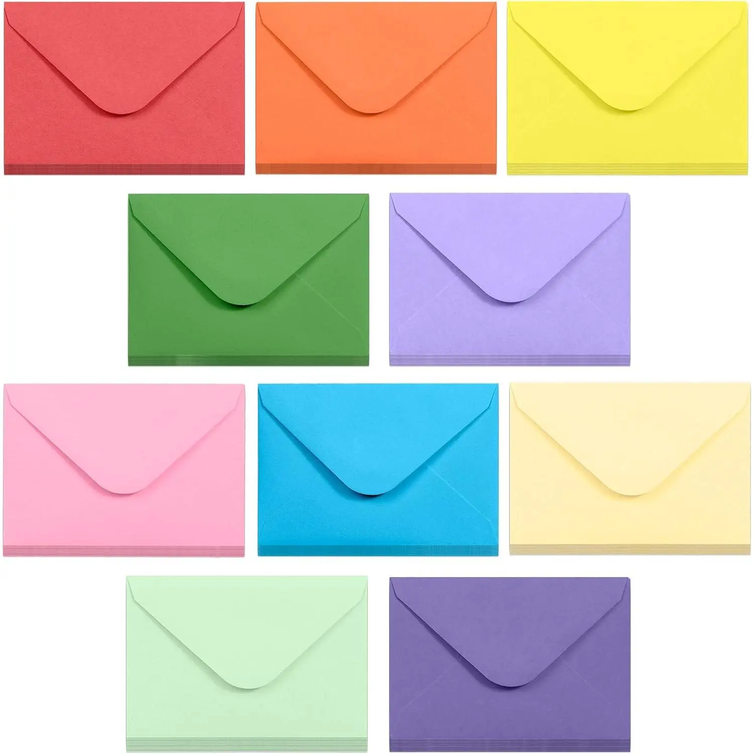 Card Envelopes - Gummed 100-Count Mini Envelopes, Paper Business Card Envelopes, Bulk  Envelope Pockets for Small Note Cards, 10 Colors, 4 x 2.7 Inches