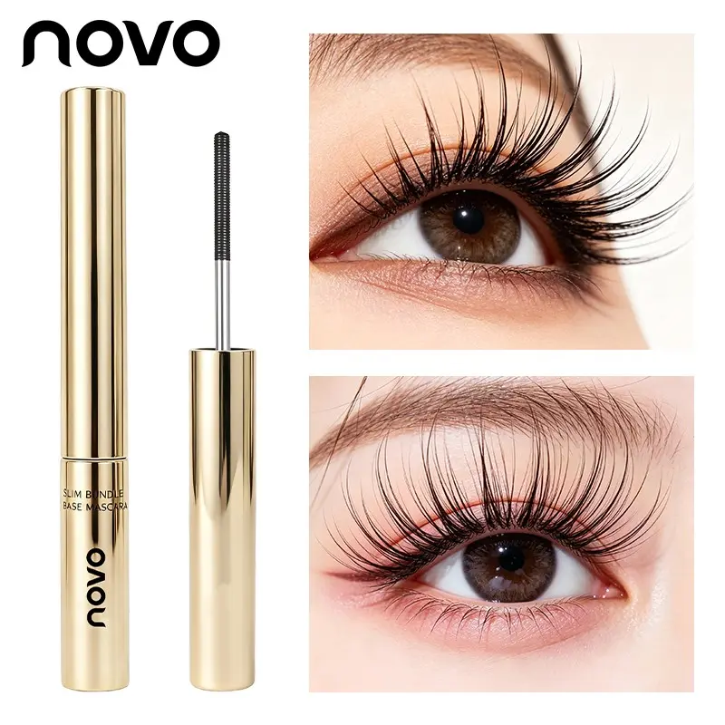 Slim Bundle Base Mascara Elegant Metallic Tube Design Fine Teeth Brush Lengthen Curling Eyelash No Clumping Smudge Proof Mascara For Natural Daily Eye Makeup For Beginners