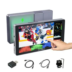 FEELWORLD P6XL 6 Inch High Brightness Touch Screen DSLR Video Monitor Built-in Battery 3000 mAh 1920x1080 4K HDMI Camera Field Monitor 1200 nits with Aluminium Shell