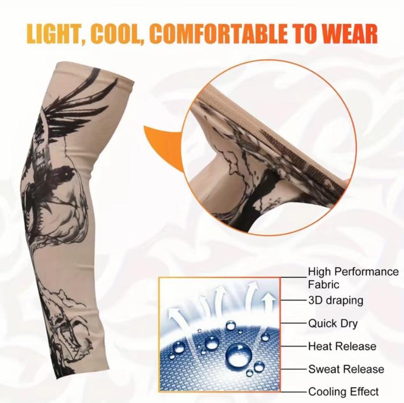 10pcs  Fake Temporary Tattoo Sleeves Slip on Arm Sunscreen Body Art Arm Stockings