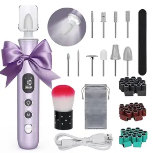 Electric Nail Drills, 10 Speeds Cordless Nail File with LED Light, Portable Manicure & Pedicure Kit, Nail Grinder with LCD Screen for Human, Pet, Thick Toenails, Natural & Acrylic Nails