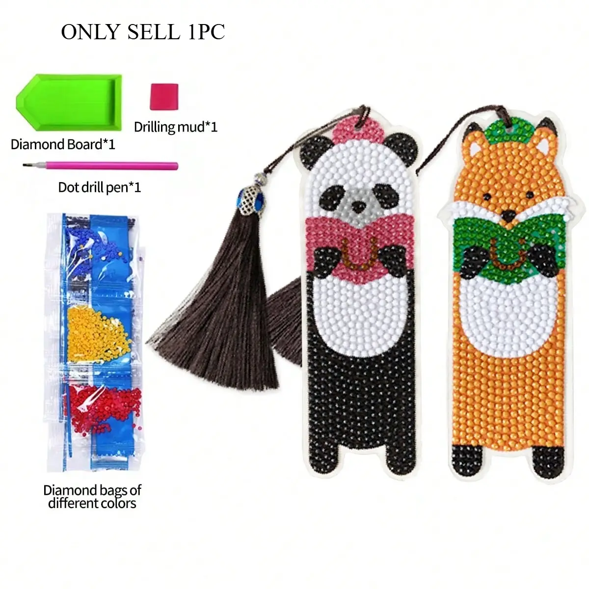DIY Rhinestone Bookmark Making Kit, Painting Acrylic with Shiny Gems, Unfinished Craft Supplies