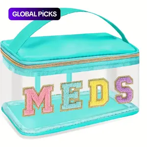 2pc Transparent Travel Medicine Sorting Bag with Handle, 1 Count Waterproof Medicine and Toiletries Organizer, Suitable for Home and Travel #GLOBAL PICKS