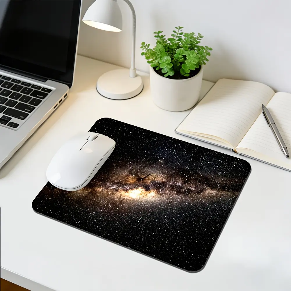 Vast Galaxy Starry Sky, a Mouse Pad Featuring a Dense Array of Stars and Nebulae Against a Black Background, Presenting a Profound and Mysterious Cosmic Scene. Rubber Non-slip Desk Mat