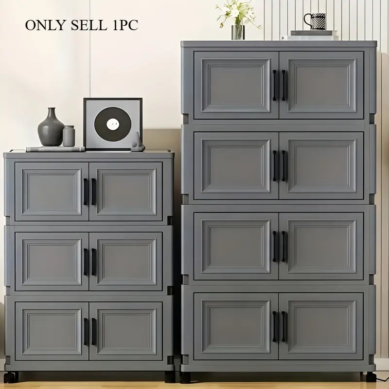 Foldable covered storage box, 3/4/5/6 layer stackable storage box with wheels, multifunctional home lid storage box, wardrobe storage box, easy to assemble