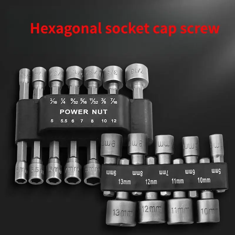 9pcs+14pcs Non-Magnetic Socket Set, Metric & Imperial Dual Use, Electric Pneumatic Impact Wrench Hex Bit Screwdriver Bits