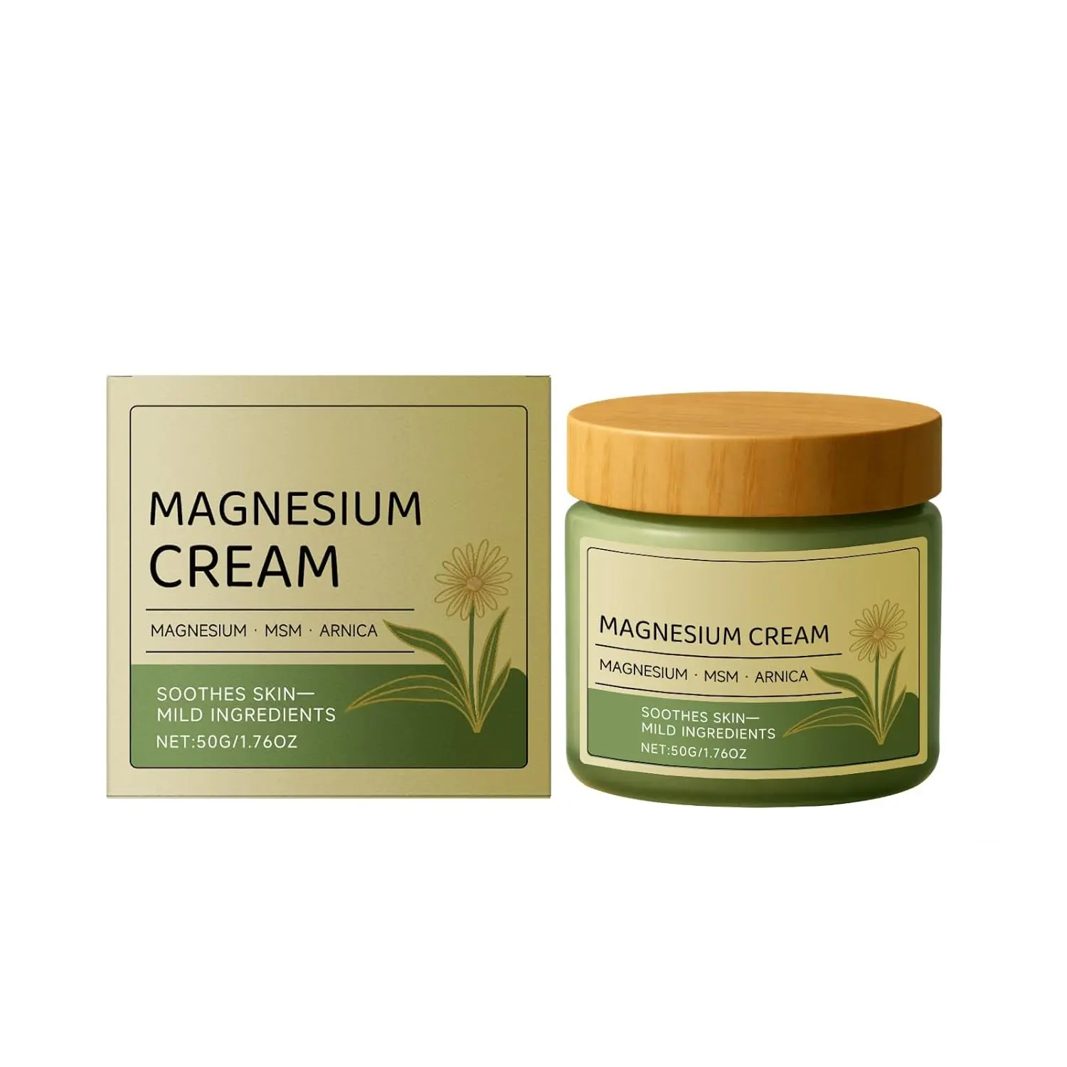 Total Relief Magnesium Cream with MSM & Arnica - Mild, Soothing, Nourishing Body Care Moisturizer for Nerve Comfort & Daily Use, Lightweight Formula