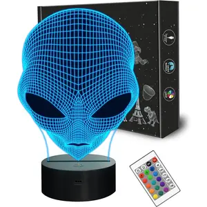 Night Light Alien Illusion Lamp, LED Martian ET Nightlight with Remote Control 16 Colors Changing Room  Decor Xmas Cool Birthday Gifts for Boys Girls