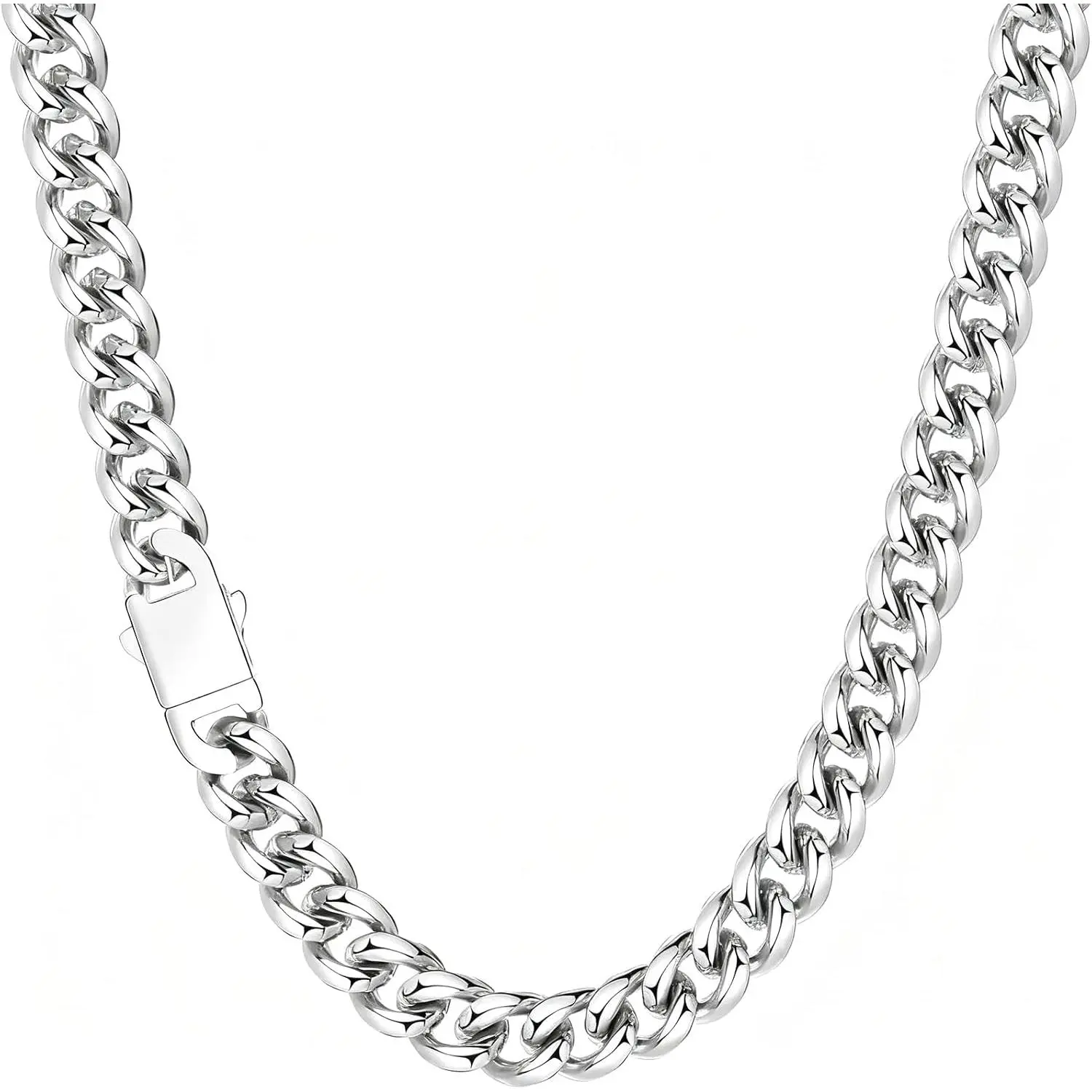 Cuban Link Chain for Men Stainless Steel Chain Necklaces  Chain 6/8/MM Chunky Miami Cuban Link Chain Sturdy & Not Easy to Fade 16 18 20 22 24 Inch
