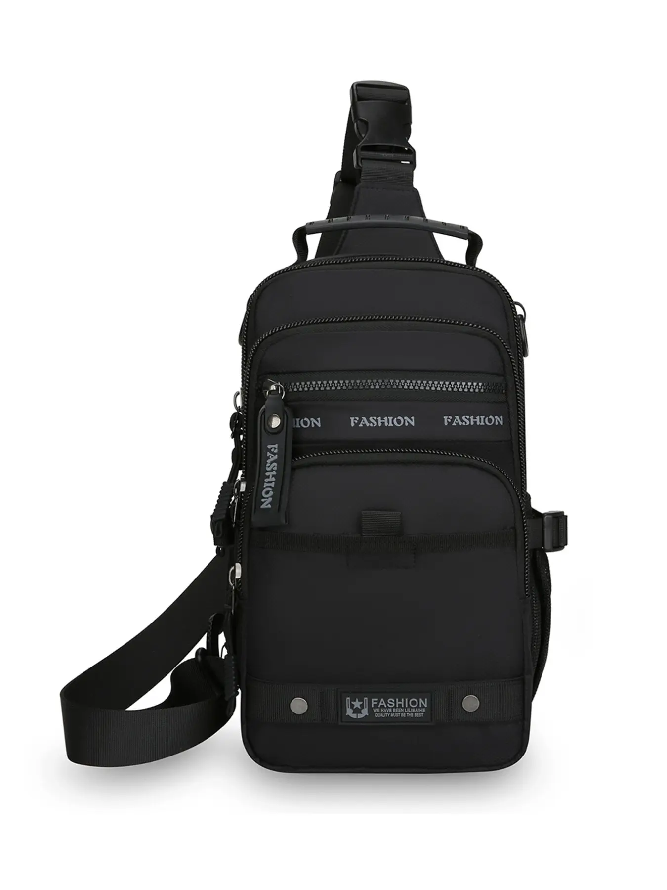 Functional Multi-Layer Chest Bag, Men's Outdoor Casual Crossbody Backpack, Waterproof Durable Oxford Fabric, Large Capacity Shoulder Bag, Multifunctional Sling Bag, Travel Chest Bag