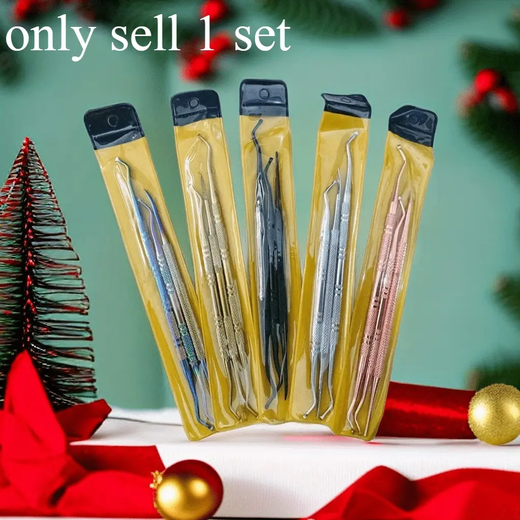 Practical Nail Picking Utensil All In One Nail Picking Set Durable Stainless Steel Inlaid Accessory For Toe Correction Double Ended Paronychia Treatment Toenail Care Supplies Effective Nail Cleaning And Foot Grooming Tool