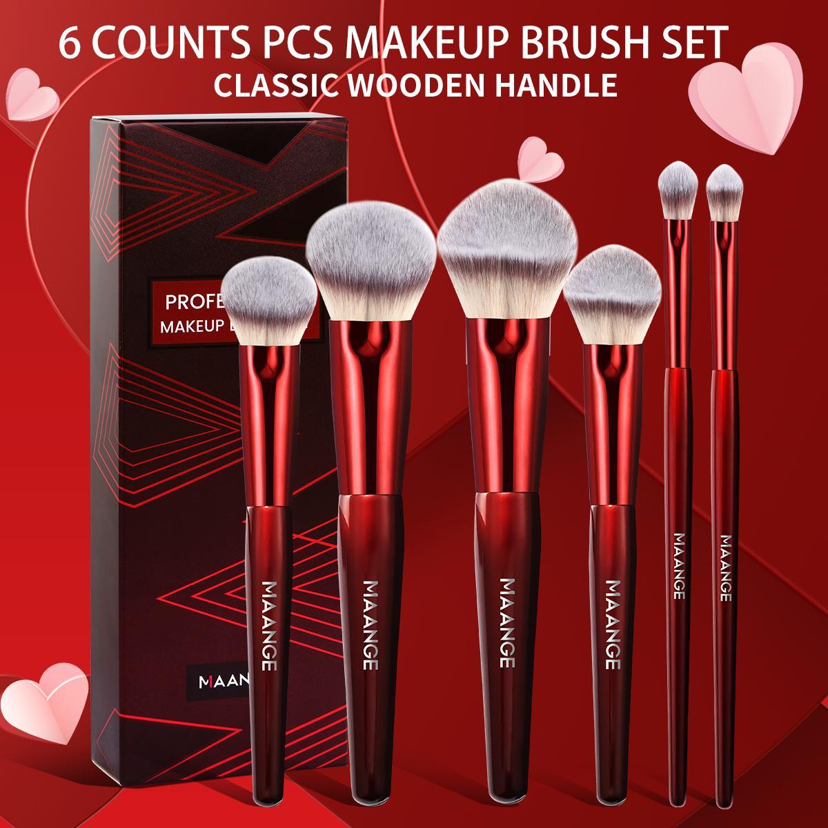 6 Counts/set Makeup Brushes, Foundation Blush Powder Eyeshadow Contour Brush, Smudge Brush, Makeup Blending Brush, Glam Makeup Tools with Soft Fiber and Skin Friendly for Easy Carrying, Cosmetics, Face Multifunctional Beauty Travel Brush, Makeup Brush Kit