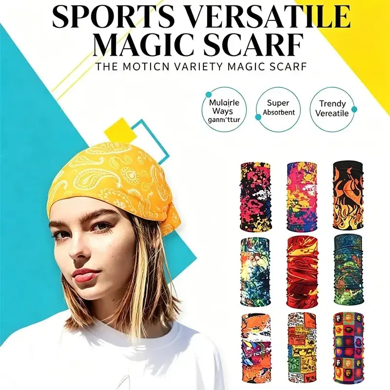 9/1 Pack Magic Headscarf, Outdoor Sports Running Cycling Mask, Unisex Versatile Scarf, Hip Hop Street Dance Accessory, Festival Fashion Essential