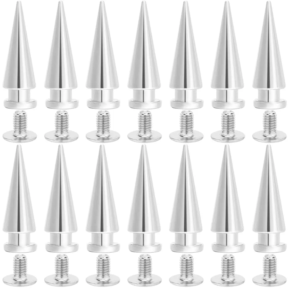 1 Box  Cone Spikes Spike and Studs 20mm Metal Cone Punk Round Screwback Stud 30 Sets Long Leathercraft Tree Spikes Leather Rivets for Clothing Rock Style Jackets Shoes DIY Crafts