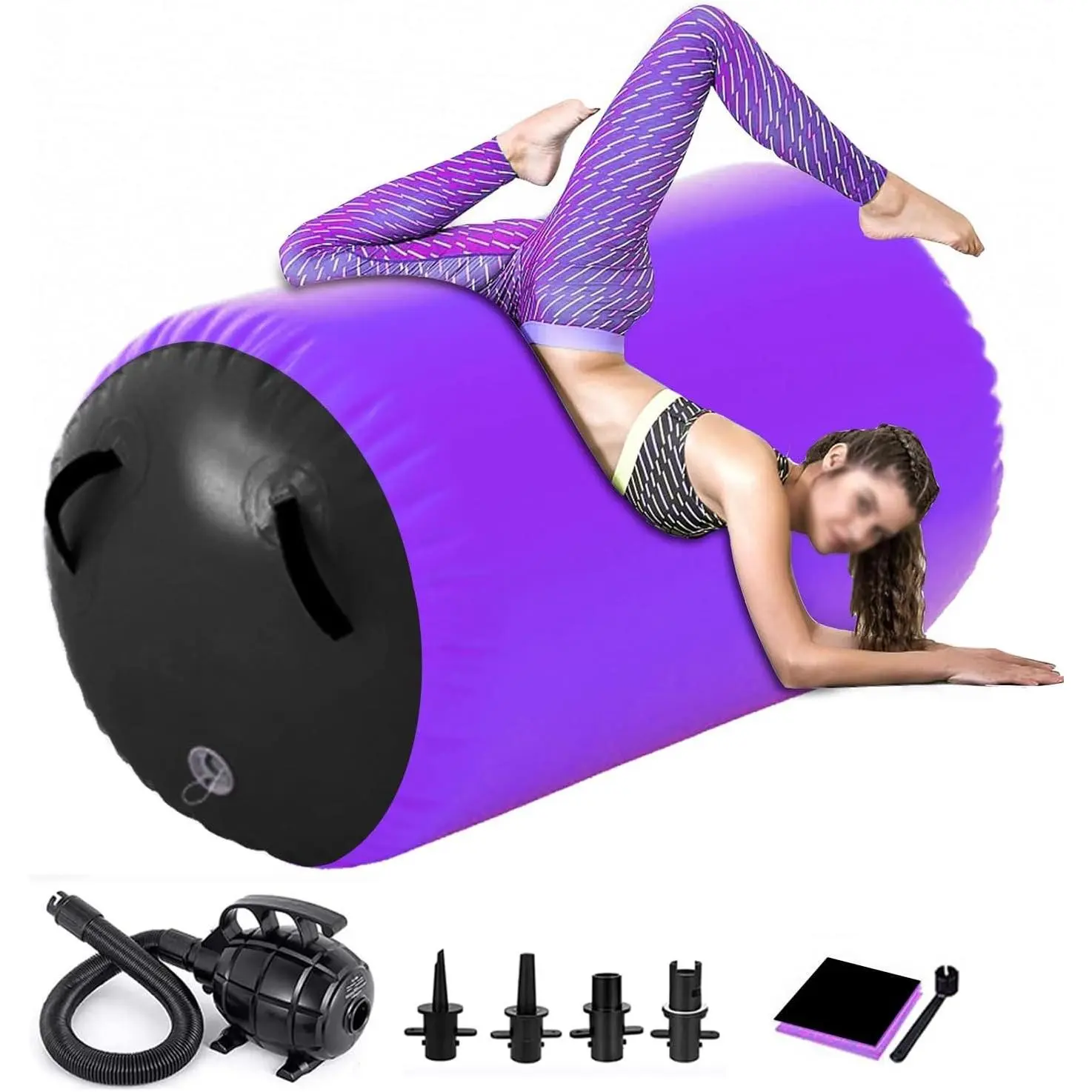 Inflatable Air Roller Air Barrel Tumbling Mat Back Handspring Training For Home Gym Cheerleading With Electric Pump