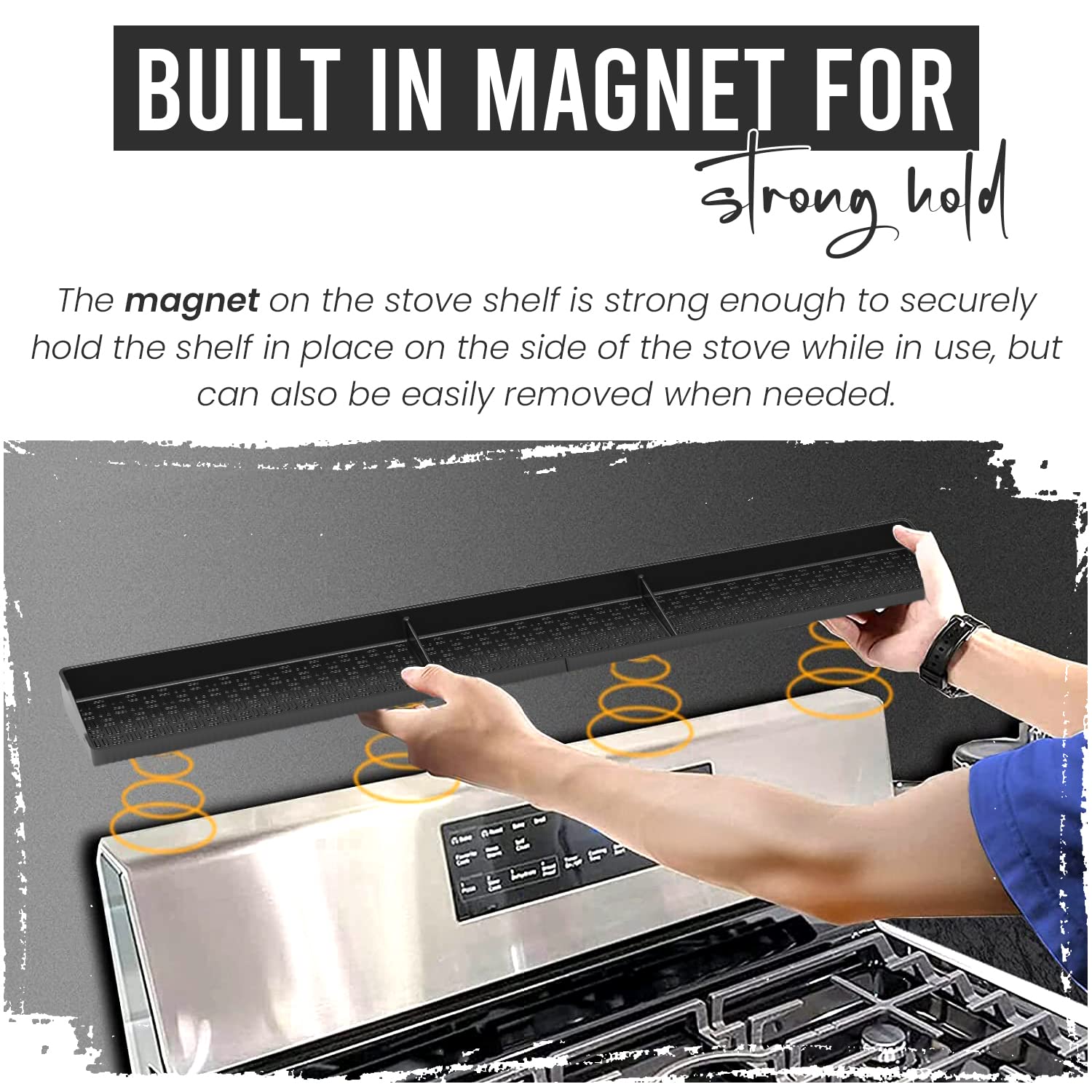 Silicone Magnetic Spice Rack, Kitchen Gadget Storage Rack for Stove Top, Adjustable Shelf & Home Organizer for Kitchen Accessories & Organization #GLOBAL PICKS