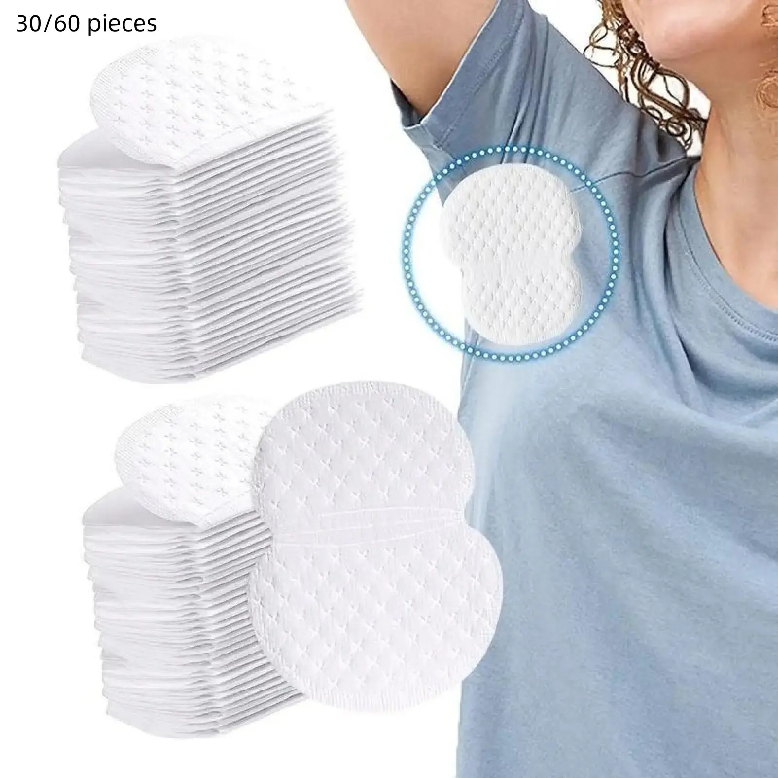 30/60 Pieces Invisible Disposable Underarm Sweat Pads, Breathable Armpit Sweat Absorbing Stickers, Anti-Perspiration Deodorant Patches, Anti Perspirant