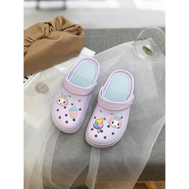 (New)Women's Cute Cartoon Charms Clogs, Casual Comfortable Breathable Platform Non-slip Clogs, Fashionable Shoes for Indoor & Outdoor Wear