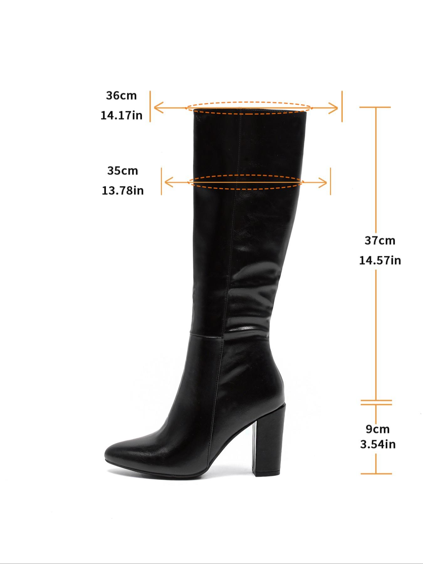 Women's Vintage Fashion Chunky Heel High Boots, Elegant Boots, Slimming Leg Design, Perfect for Work & Dates, Coats/dresses/skirts, Fall/winter Essential