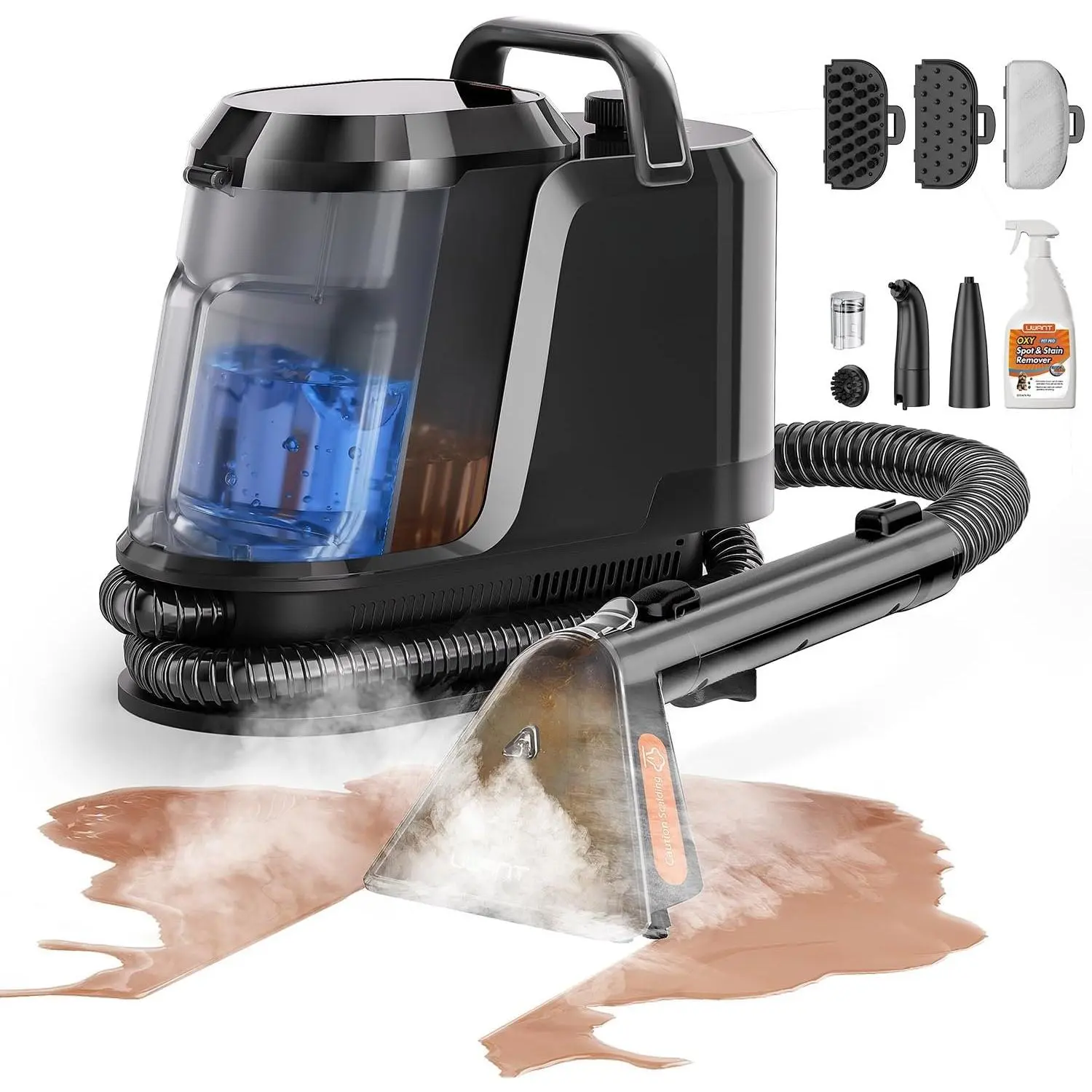 Carpet Cleaner Machine with Steam&Hot&Cold Water System 18Kpa  Suction Upholstery Cleaner Machine with  Pro Cleaner for Pets, Carpet Steam Cleaner Set of 1