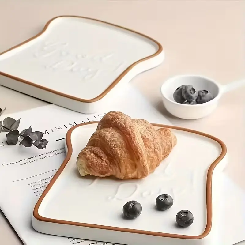 2-Piece Ceramic Breakfast Plate Set, Dessert Bread Plates, Home Use Steak Plate, Pasta Plate, Suitable for Steaks, Bread, Pasta, Sushi