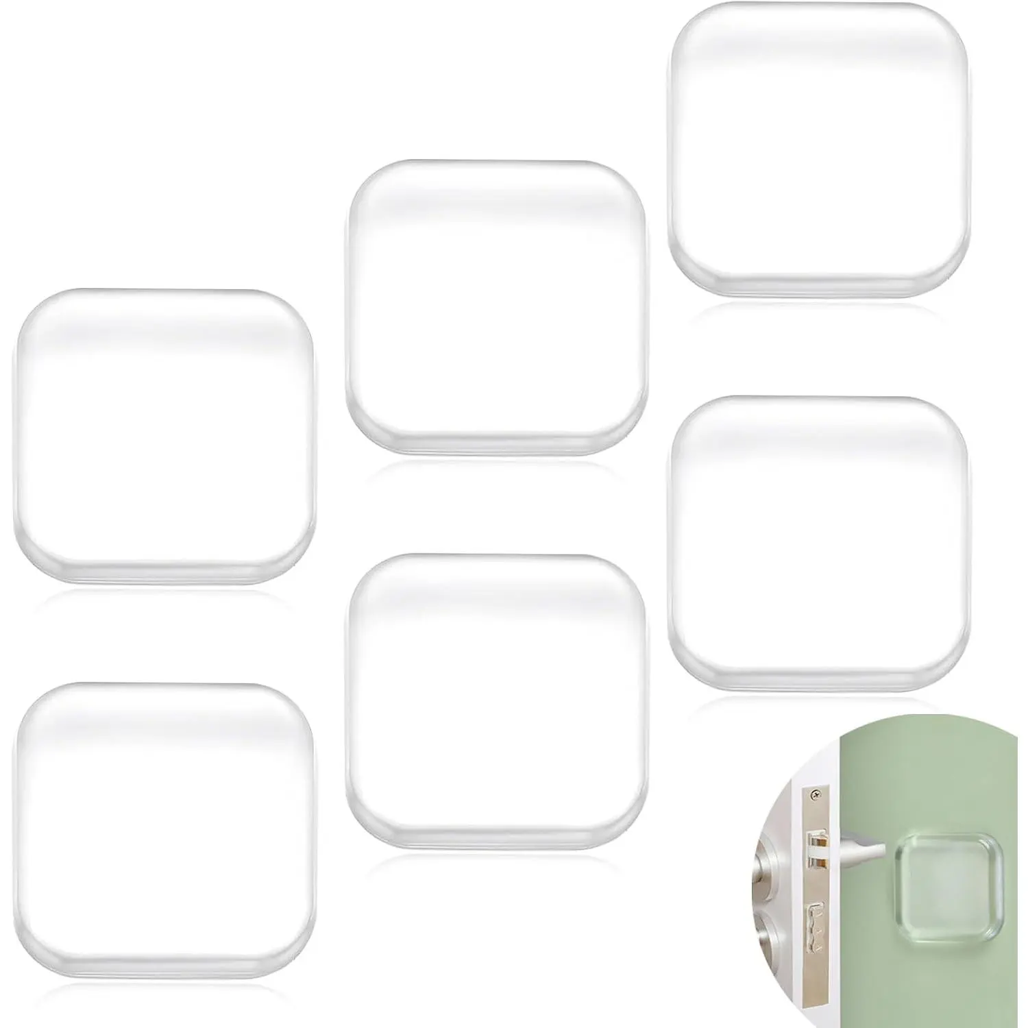 Door Stopper Wall Protector,Bumper Knobs Door Stops (6, Black)