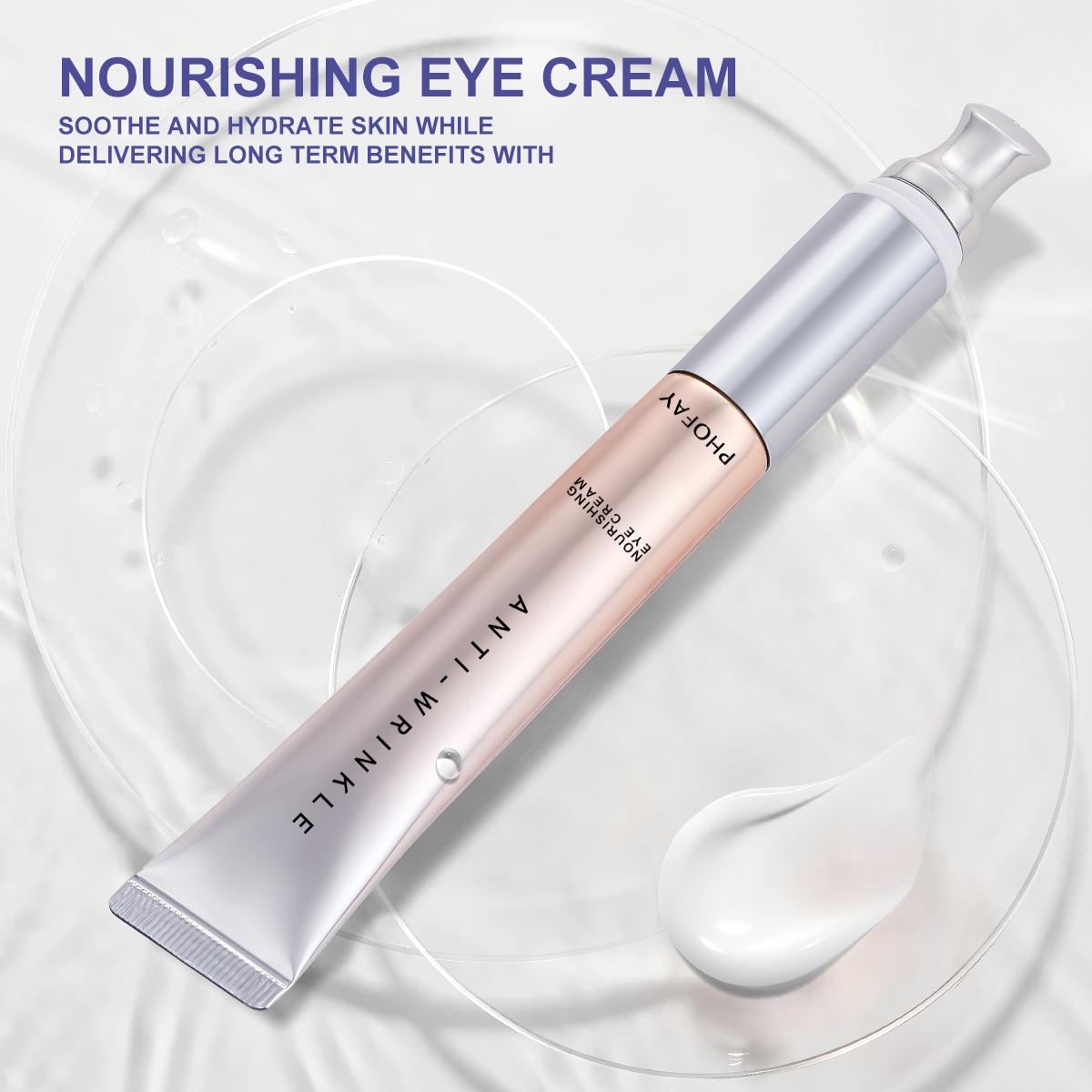 PHOFAY Electric Eye Cream for Dark Circles & Puffiness - Anti-Aging Formula to Fade Fine Lines, Moisturizing Under Eye Treatment with Built-in Massager, 14ml Serum for Silky Smooth Eyes
